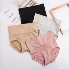 レディース ショーツ　深ばき純綿美形ショーツお腹まで包む 補正下着【4枚セット】