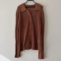 AZUL BY MOUSSY メッシュ編みブラウンカーディガン FREEサイズ