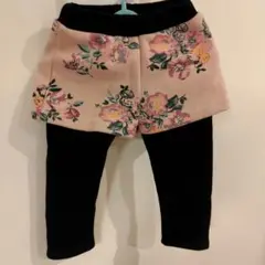 Bee ショーパン付きレギンス 裏起毛 スカッツ 花柄 100 厚手