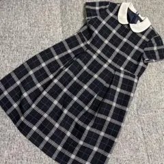 美品ミキハウス半袖ワンピース120ネイビーチェック