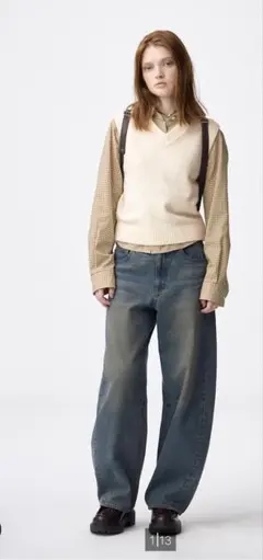 ジーユー バレルレッグジーンズ 標準丈