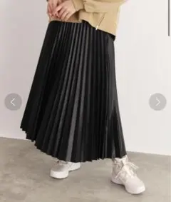 OZOC ブラック レザープリーツスカート