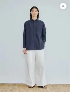 TICCA ニアデニムシャツ コットン　ブルー　長袖　美品のサムネイル