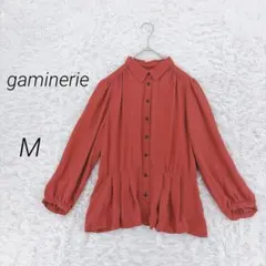 gaminerie/ブラウス/長袖/とろみ/赤/ペプラム/長袖/M/体型カバーのサムネイル