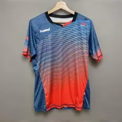 hummel ヒュンメル プラクティスシャツ 半袖 ブルー レッドのサムネイル