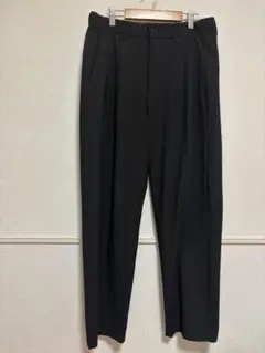無印 乾きやすいイージータックワイドパンツ ブラック M