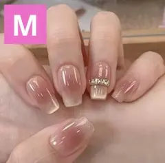 【M】ネイルチップ 韓国 量産 マグネット ラメ ちゅるん フレンチ 水光