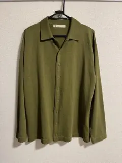 DESCENTE PAUSE オリーブグリーン ニットシャツカーディガンのサムネイル