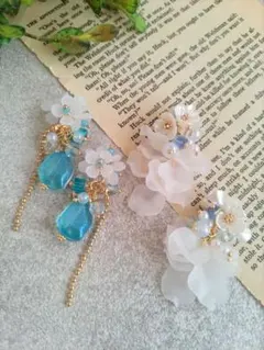 777★2ペア4個オリジナルチャーム、コネクター、チェーン、フラワー、花びら