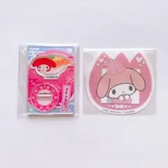 サンリオ マイメロディ 2点セット ナムコ ステッカー お寿司といっしょアクスタ