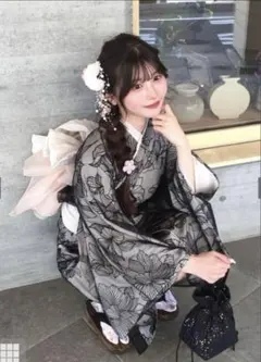 3点セット2Wayチュール花柄セパレート浴衣tu1512レース帯揚げパールベルト