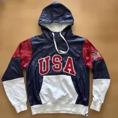 チャンピオン　USAロゴ フード付きパーカー ネイビー/レッド