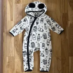 パンダ耳付きフリースロンパース