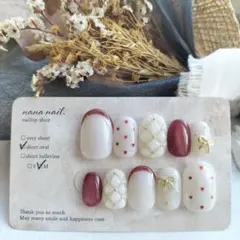 N.250 ガーリーネイル ハートネイル マグネットフレンチ キルティングネイル