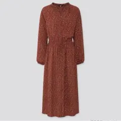 UNIQLO プリントＶネックロングシャツワンピース　Lサイズ