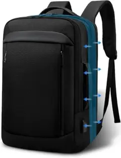 ビジネスリュック メンズ ブラック 3way 大容量 マチ拡張 USB充電ポート