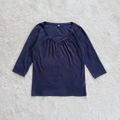 トップス ギャザー 5分袖カットソー コットン シンプル カジュアル Tシャツ