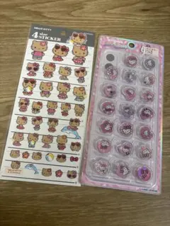 値下げ！新品！4サイズステッカー　おはじきシール　キティ　日焼けキティ