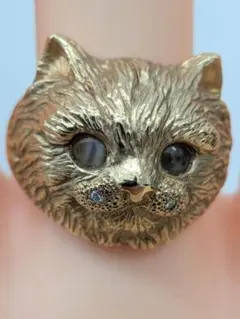 可愛い子猫モチーフ リボンデザインリング K18/Pt900 - メルカリ