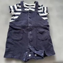 UNIQLO ベビー ロンパース 60cm ボーダー ネイビーのサムネイル