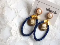 ハンドメイドピアス　一点物　マリンピアス