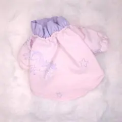 犬服ハンドメイド　ユニコーン刺繍柄ブラウス　スモッグ　3XSsize