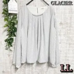 【GLACIER】グレーシャー　トップス　LL　シャツ　ストライプ　カジュアル
