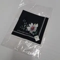 未使用　Hanae Mori 花柄 ハンカチ 黒