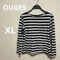 OUGES ストライプ 長袖Tシャツ XL白黒