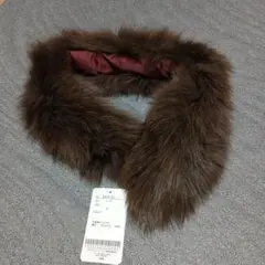 ブラウン ファー付きマフラー Fサイズ