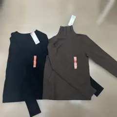 GU ウォームリブクルーネックT ウォームリブタートルネックT 2枚セット　L