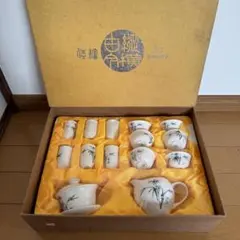 未使用]有田焼 幸祥釜 美彩 茶器揃 急須 蓋付湯呑5客セット 染付 
