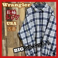ラングラー メンズ ネルシャツ チェック XL USA古着 90s 長袖