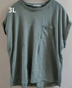大きいサイズ3L little lily 半袖 ポケットTシャツ くすみグリーンのサムネイル
