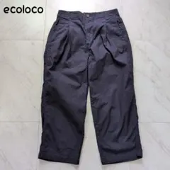 エコロコ カジュアルパンツ テーパードパンツ ストレッチパンツ タック入り