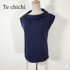 Te chichi テチチ フレンチスリーブ 変形衿カットソー ネイビー M