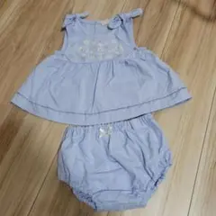 petit main 水色 フラワー刺繍 80