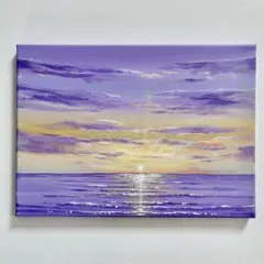夜明けの海＊絵画 原画 風景画 海 ハワイ 沖縄 朝日 夕日 キレイな景色