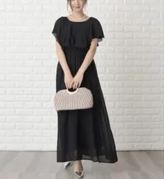 lace ladies フレア袖シフォンロング フォーマル ワンピース ドレス