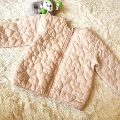 【100cm】プティマイン ベージュピンク ハート型 キルティング ジャケット