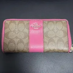 COACH 長財布 ピンク/ブラウン