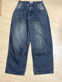 9090 ダークブルー ワイドレッグデニム