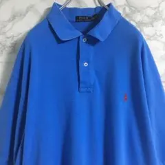 ポロラルフローレン　鹿の子ポロシャツ　ワンポイント刺繍　２ＸＬ　ライトブルー☆