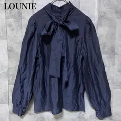 【LOUNIE】シアーボウタイブラウス Mサイズ ネイビー ブルー 青のサムネイル