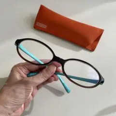 老眼鏡 ブラウン ターコイズ +2.5 変なメガネ