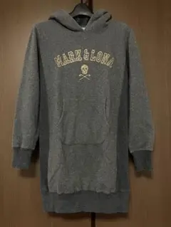 201← MARK＆LONA パーカー ワンピ ゴールドラメ グレー