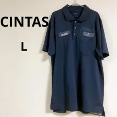 海外古着✨CINTAS【L】企業ロゴ ネイビー ワークポロシャツ