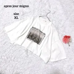 アプレジュールミニョン プリントTシャツ クロップド丈 白 ショート丈 XLのサムネイル