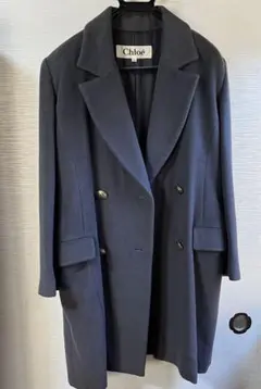 Chloé グレー ダブルブレスト コート 40 ウール 訳あり
