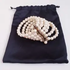パール ブレスレット 5連 ラインストーン ストレッチ